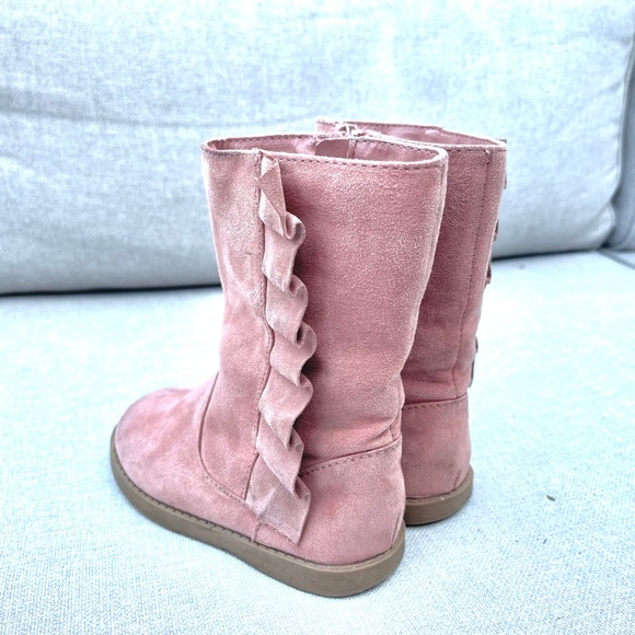 Cat & Jack Faux Suede Boots in Dusty Rose Pink with Ruffles Size 8 - Picture 8 of 10